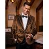 COOFANDY Men’s Velvet Blazer One Button Velour Tuxedo Jacket Notched Lapel Suit Jackets for Prom Wedding Party Dinner(Brown)