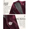 COOFANDY Men’s Velvet Blazer One Button Velour Tuxedo Jacket Notched Lapel Suit Jackets for Prom Wedding Party Dinner(Burgundy)