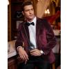 COOFANDY Men’s Velvet Blazer One Button Velour Tuxedo Jacket Notched Lapel Suit Jackets for Prom Wedding Party Dinner(Burgundy)