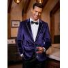 COOFANDY Men’s Velvet Blazer One Button Velour Tuxedo Jacket Notched Lapel Suit Jackets for Prom Wedding Party Dinner(Dark Purple)