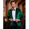 COOFANDY Men’s Velvet Blazer One Button Velour Tuxedo Jacket Notched Lapel Suit Jackets for Prom Wedding Party Dinner(Green)
