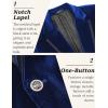 COOFANDY Men’s Velvet Blazer One Button Velour Tuxedo Jacket Notched Lapel Suit Jackets for Prom Wedding Party Dinner(Navy Blue)