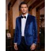 COOFANDY Men’s Velvet Blazer One Button Velour Tuxedo Jacket Notched Lapel Suit Jackets for Prom Wedding Party Dinner(Navy Blue)
