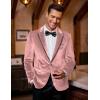 COOFANDY Men’s Velvet Blazer One Button Velour Tuxedo Jacket Notched Lapel Suit Jackets for Prom Wedding Party Dinner(Pink)
