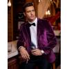 COOFANDY Men’s Velvet Blazer One Button Velour Tuxedo Jacket Notched Lapel Suit Jackets for Prom Wedding Party Dinner(Purple)