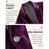COOFANDY Men’s Velvet Blazer One Button Velour Tuxedo Jacket Notched Lapel Suit Jackets for Prom Wedding Party Dinner(Purple)