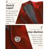 COOFANDY Men’s Velvet Blazer One Button Velour Tuxedo Jacket Notched Lapel Suit Jackets for Prom Wedding Party Dinner(Red)