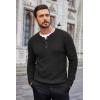 COOFANDY Men’s Waffle Henley Shirts Crewneck Lightweight Sweater Long Sleeve Causal Knitted Pullover T Shirt(Black)