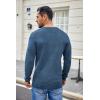 COOFANDY Men’s Waffle Henley Shirts Crewneck Lightweight Sweater Long Sleeve Causal Knitted Pullover T Shirt(Dark Blue)