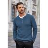 COOFANDY Men’s Waffle Henley Shirts Crewneck Lightweight Sweater Long Sleeve Causal Knitted Pullover T Shirt(Dark Blue)