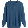 COOFANDY Men’s Waffle Henley Shirts Crewneck Lightweight Sweater Long Sleeve Causal Knitted Pullover T Shirt(Dark Blue)