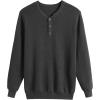 COOFANDY Men’s Waffle Henley Shirts Crewneck Lightweight Sweater Long Sleeve Causal Knitted Pullover T Shirt(Dark Grey)