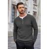 COOFANDY Men’s Waffle Henley Shirts Crewneck Lightweight Sweater Long Sleeve Causal Knitted Pullover T Shirt(Dark Grey)