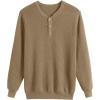 COOFANDY Men’s Waffle Henley Shirts Crewneck Lightweight Sweater Long Sleeve Causal Knitted Pullover T Shirt(Khaki)