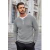 COOFANDY Men’s Waffle Henley Shirts Crewneck Lightweight Sweater Long Sleeve Causal Knitted Pullover T Shirt(Light Grey)