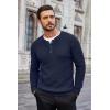 COOFANDY Men’s Waffle Henley Shirts Crewneck Lightweight Sweater Long Sleeve Causal Knitted Pullover T Shirt(Navy)