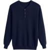 COOFANDY Men’s Waffle Henley Shirts Crewneck Lightweight Sweater Long Sleeve Causal Knitted Pullover T Shirt(Navy)
