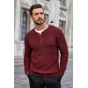 COOFANDY Men’s Waffle Henley Shirts Crewneck Lightweight Sweater Long Sleeve Causal Knitted Pullover T Shirt(Wine)