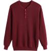 COOFANDY Men’s Waffle Henley Shirts Crewneck Lightweight Sweater Long Sleeve Causal Knitted Pullover T Shirt(Wine)