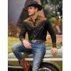 COOFANDY Men’s Western Cowboy Shirt Embroidered Button Down Long Sleeve Shirts(Cotton – Black & Brown)