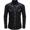 COOFANDY Men’s Western Cowboy Shirt Embroidered Button Down Long Sleeve Shirts(Cotton – Black)