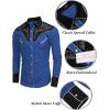 COOFANDY Men’s Western Cowboy Shirt Embroidered Button Down Long Sleeve Shirts(Cotton – Blue & Black)