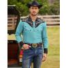 COOFANDY Men’s Western Cowboy Shirt Embroidered Button Down Long Sleeve Shirts(Cotton – Blue)