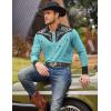 COOFANDY Men’s Western Cowboy Shirt Embroidered Button Down Long Sleeve Shirts(Cotton – Blue)