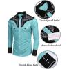 COOFANDY Men’s Western Cowboy Shirt Embroidered Button Down Long Sleeve Shirts(Cotton – Blue)