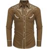 COOFANDY Men’s Western Cowboy Shirt Embroidered Button Down Long Sleeve Shirts(Cotton – Brown)