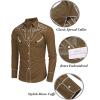COOFANDY Men’s Western Cowboy Shirt Embroidered Button Down Long Sleeve Shirts(Cotton – Brown)