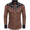 COOFANDY Men’s Western Cowboy Shirt Embroidered Button Down Long Sleeve Shirts(Cotton – Brown&black)