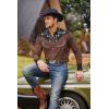 COOFANDY Men’s Western Cowboy Shirt Embroidered Button Down Long Sleeve Shirts(Cotton – Brown&black)
