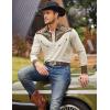 COOFANDY Men’s Western Cowboy Shirt Embroidered Button Down Long Sleeve Shirts(Cotton – Creamy White)
