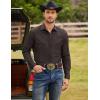 COOFANDY Men’s Western Cowboy Shirt Embroidered Button Down Long Sleeve Shirts(Cotton – Dark Brown)