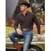 COOFANDY Men’s Western Cowboy Shirt Embroidered Button Down Long Sleeve Shirts(Cotton – Dark Brown)