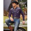 COOFANDY Men’s Western Cowboy Shirt Embroidered Button Down Long Sleeve Shirts(Cotton – Dark Purple)