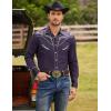 COOFANDY Men’s Western Cowboy Shirt Embroidered Button Down Long Sleeve Shirts(Cotton – Dark Purple)