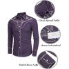 COOFANDY Men’s Western Cowboy Shirt Embroidered Button Down Long Sleeve Shirts(Cotton – Dark Purple)