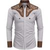 COOFANDY Men’s Western Cowboy Shirt Embroidered Button Down Long Sleeve Shirts(Cotton – Grey)