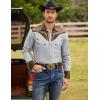 COOFANDY Men’s Western Cowboy Shirt Embroidered Button Down Long Sleeve Shirts(Cotton – Grey)