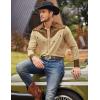COOFANDY Men’s Western Cowboy Shirt Embroidered Button Down Long Sleeve Shirts(Cotton – Khaki)