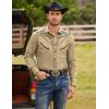 COOFANDY Men’s Western Cowboy Shirt Embroidered Button Down Long Sleeve Shirts(Cotton – Light Khaki)