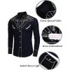 COOFANDY Men’s Western Cowboy Shirt Embroidered Button Down Long Sleeve Shirts(Cotton – Navy Blue)