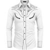 COOFANDY Men’s Western Cowboy Shirt Embroidered Button Down Long Sleeve Shirts(Cotton – Pure White)