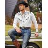 COOFANDY Men’s Western Cowboy Shirt Embroidered Button Down Long Sleeve Shirts(Cotton – Pure White)