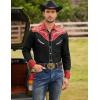 COOFANDY Men’s Western Cowboy Shirt Embroidered Button Down Long Sleeve Shirts(Cotton – Red & Black)