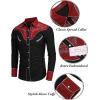 COOFANDY Men’s Western Cowboy Shirt Embroidered Button Down Long Sleeve Shirts(Cotton – Red & Black)