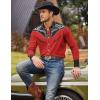 COOFANDY Men’s Western Cowboy Shirt Embroidered Button Down Long Sleeve Shirts(Cotton – Red)