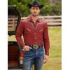 COOFANDY Men’s Western Cowboy Shirt Embroidered Button Down Long Sleeve Shirts(Cotton – Red2)